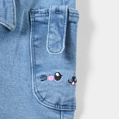 Infant Girls Denim Stretch Pant Bunny-Mid Blue