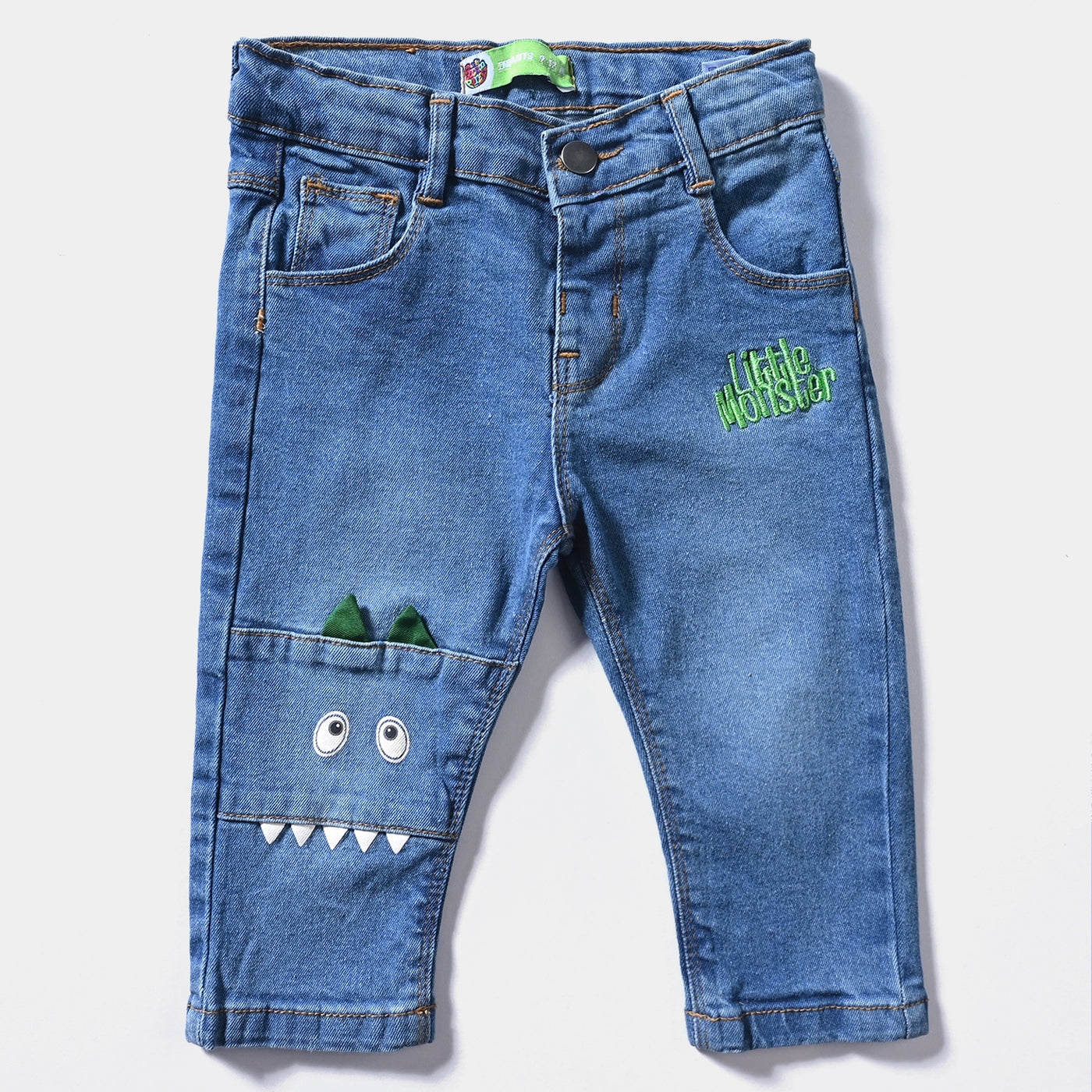 Infant Boys Denim Stretch Pant Moonster-Mid Blue