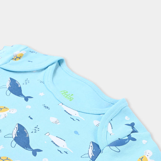 Infant Unisex Cotton Interlock Basic Romper Sea Life-Tropical