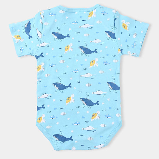 Infant Unisex Cotton Interlock Basic Romper Sea Life-Tropical