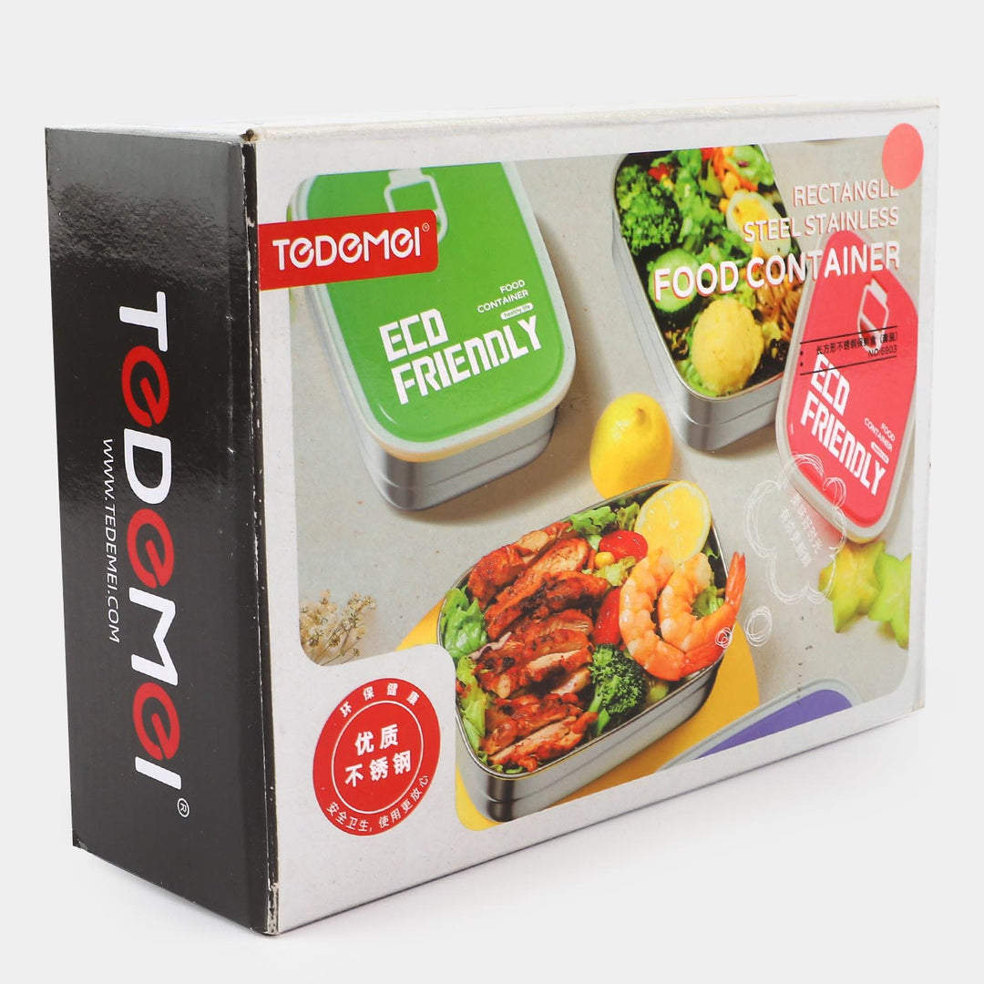 Tedemei Rectangle Stainless Steel Food Container 3 Pcs