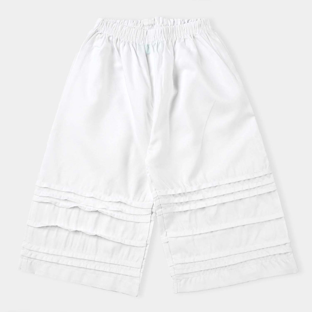 Infant Girls Cotton Pleated Culotte-White