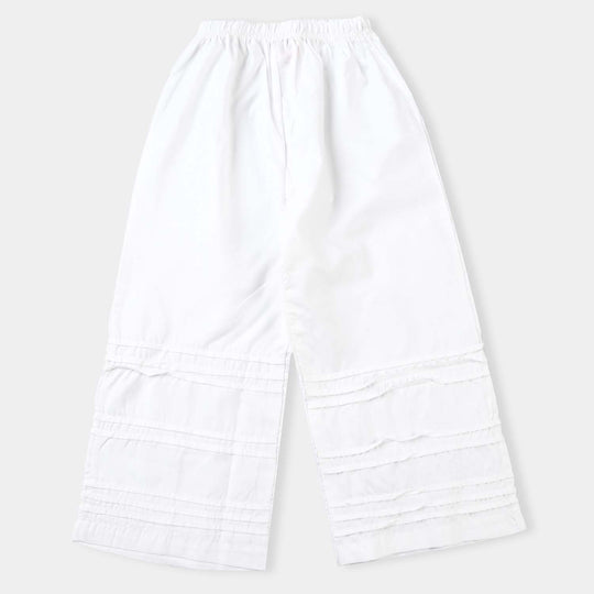 Girls Cotton Pleated Culotte-White