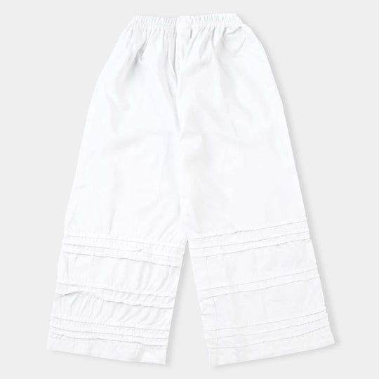 Girls Cotton Pleated Culotte-White