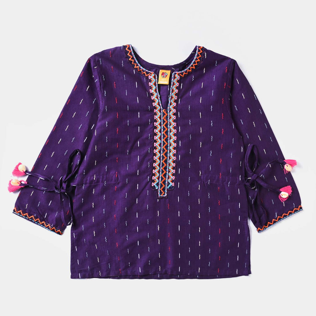 Girls Jacquard Emb Top Aztec Effect-Cadb.Purple