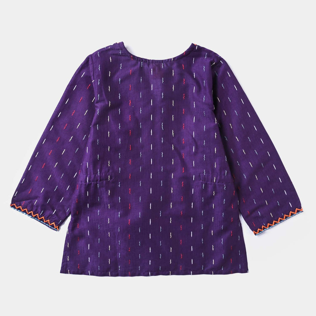 Girls Jacquard Emb Top Aztec Effect-Cadb.Purple