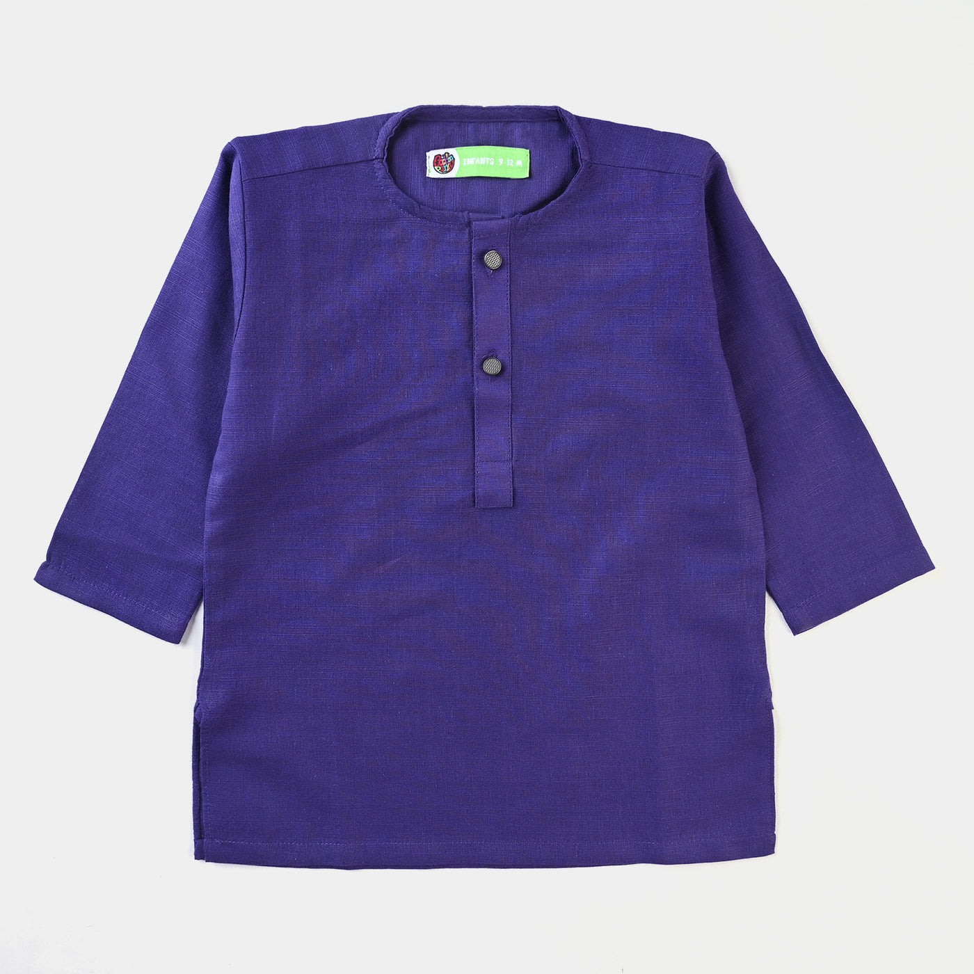 Infant Boys Cotton Slub Basic Kurta (Snap Button)-Purple