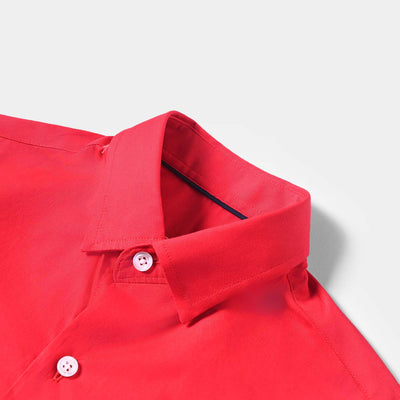 Infant Boys Cotton Poplin Formal Shirt-Red
