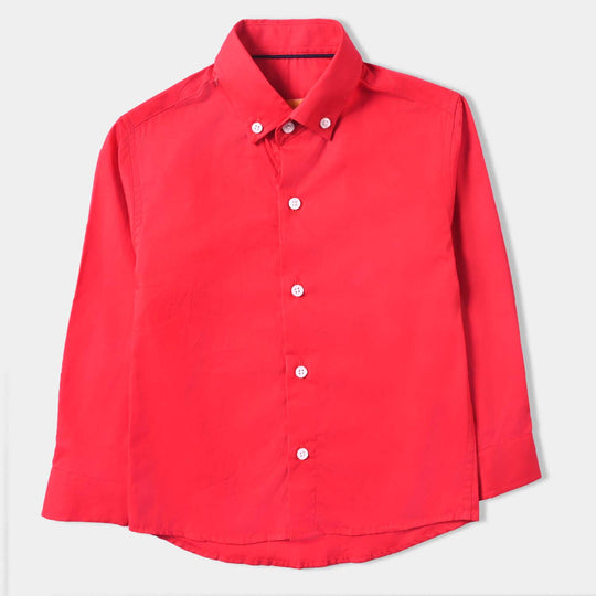 Boys Cotton Poplin Formal Shirt-Red