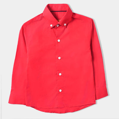 Boys Cotton Poplin Formal Shirt-Scarlet Sage