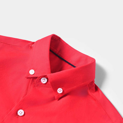 Boys Cotton Poplin Formal Shirt-Scarlet Sage
