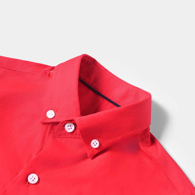 Boys Cotton Poplin Formal Shirt-Red