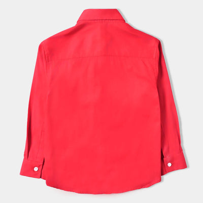 Boys Cotton Poplin Formal Shirt-Scarlet Sage