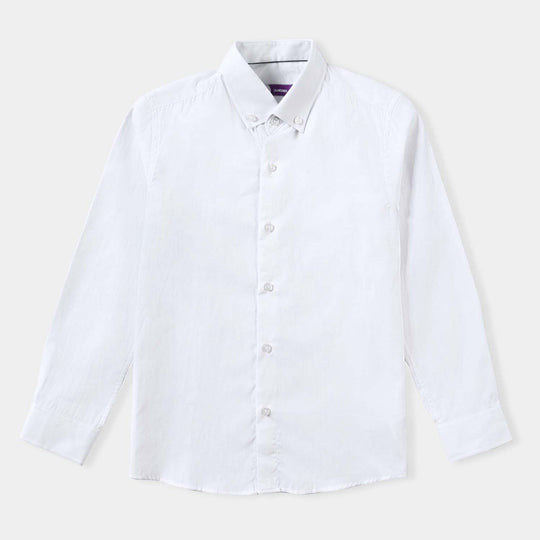 Boys Cotton Poplin Formal Shirt-White