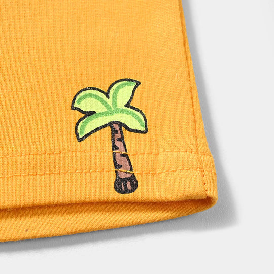 Infant Boys Cotton Terry Knitted Short Palm Tree-Citrus