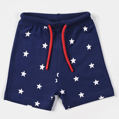 Infant Boys Cotton Terry Knitted Short Stars-N.Peony