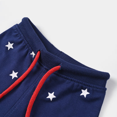 Infant Boys Cotton Terry Knitted Short Stars-N.Peony