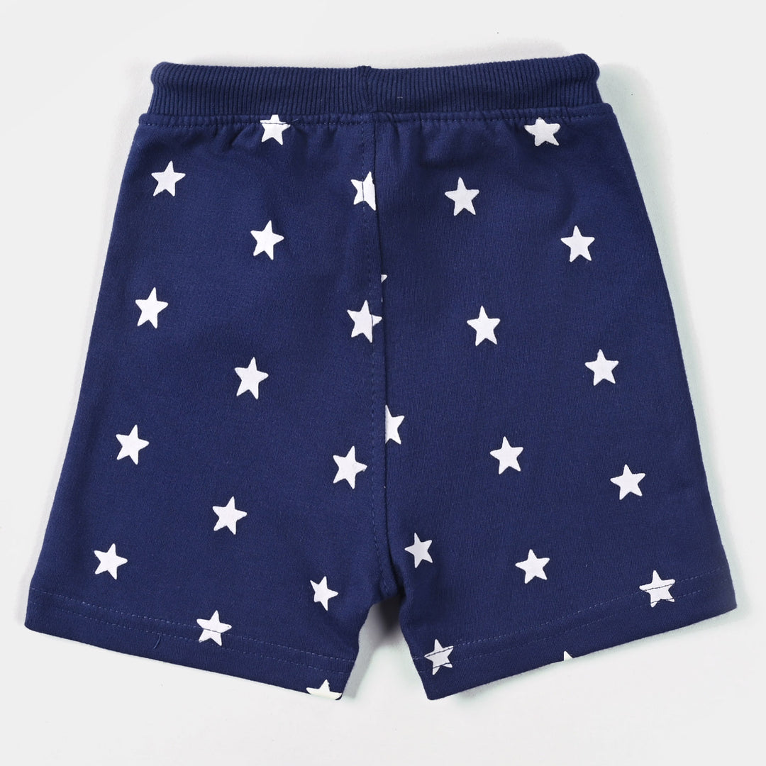 Infant Boys Cotton Terry Knitted Short Stars-N.Peony