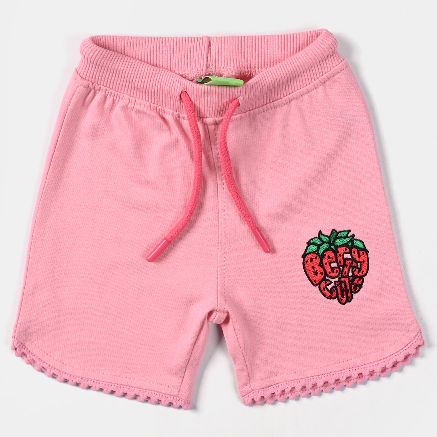 Infant Girls Cotton Terry Knitted Short Berry Cute-Candy Pink