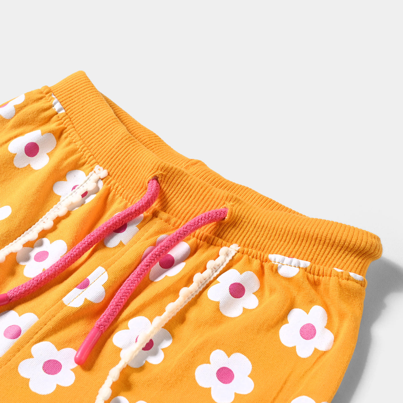 Girls Cotton Terry Short White & Pink Flowers-Citrus