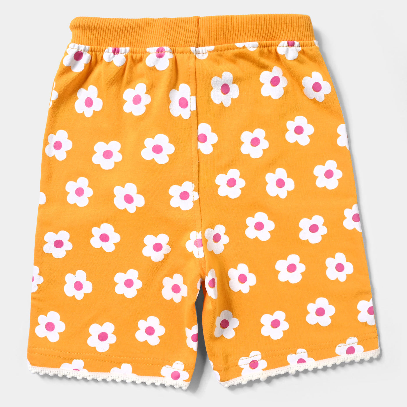 Girls Cotton Terry Short White & Pink Flowers-Citrus