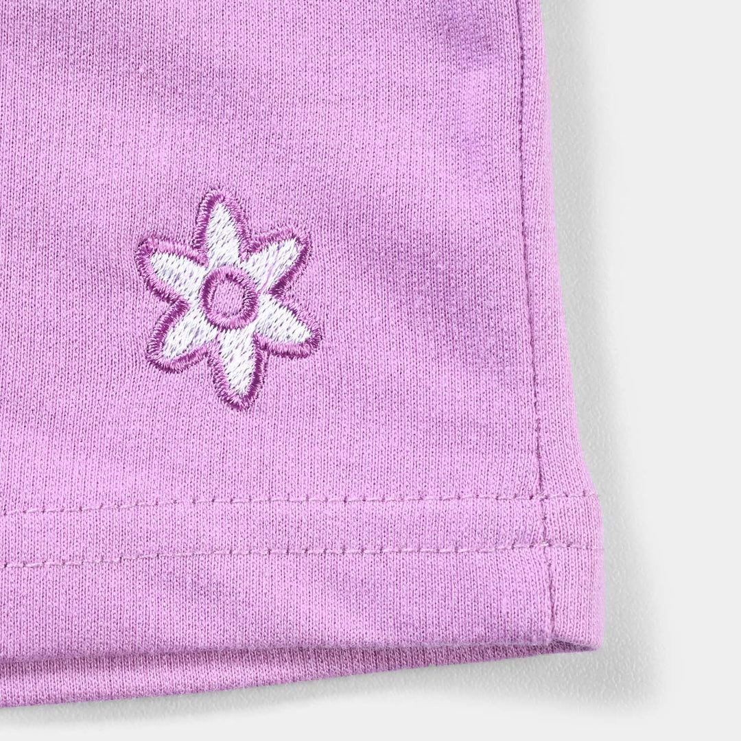 Infant Girls Cotton Terry Knitted Short Flower-ORCHID