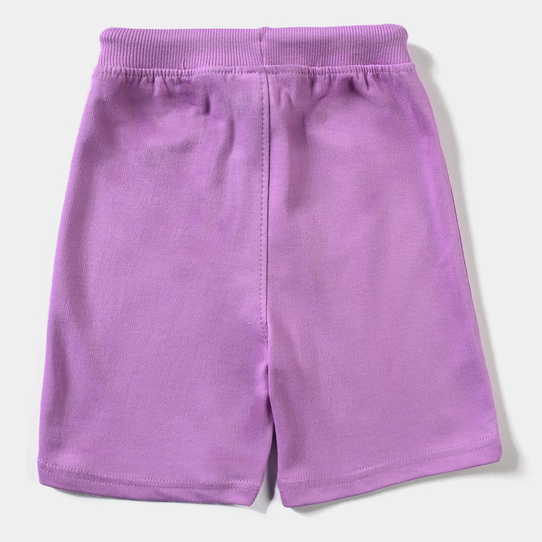 Girls Cotton Terry Short Flower-ORCHID