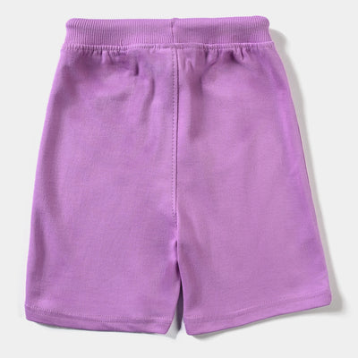 Girls Cotton Terry Short Flower-ORCHID