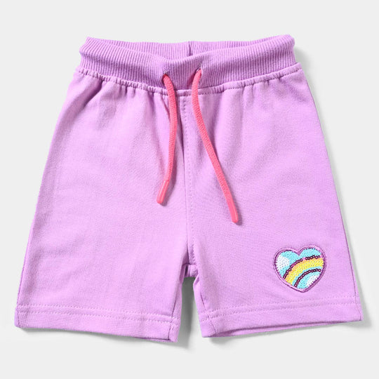 Infant Girls Cotton Terry Knitted Short Rainbow Heart-ORCHID