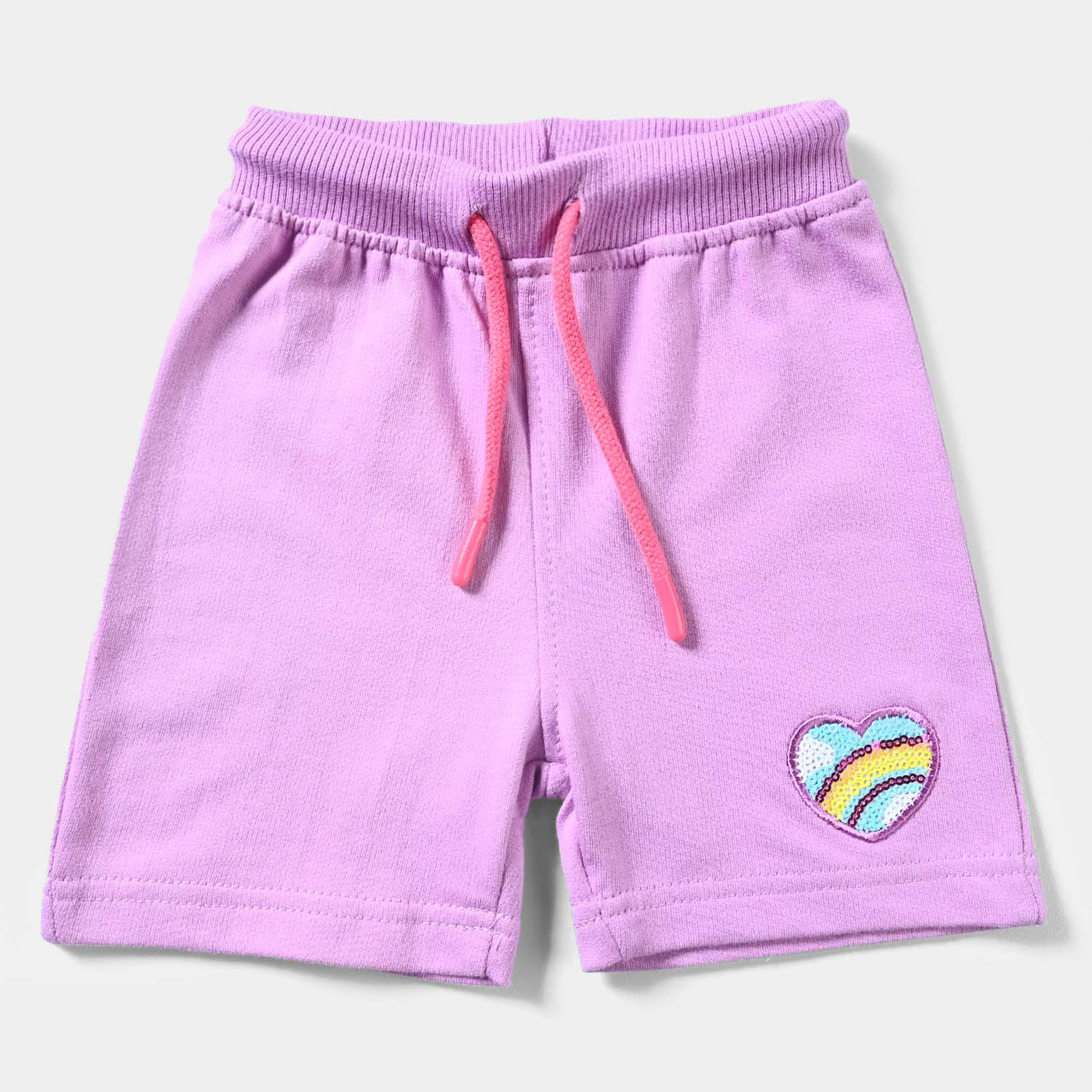 Infant Girls Cotton Terry Knitted Short Rainbow Heart-ORCHID