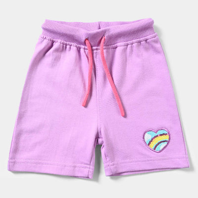 Girls Cotton Terry Short Rainbow Heart-ORCHID