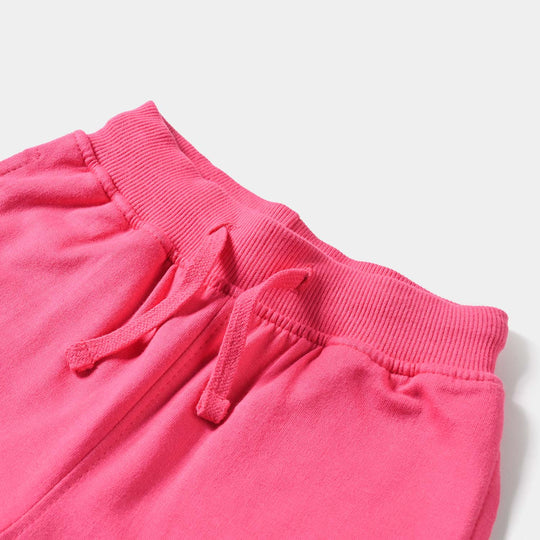 Girls Cotton Terry Jersey Pyjama Basic-Hot Pink