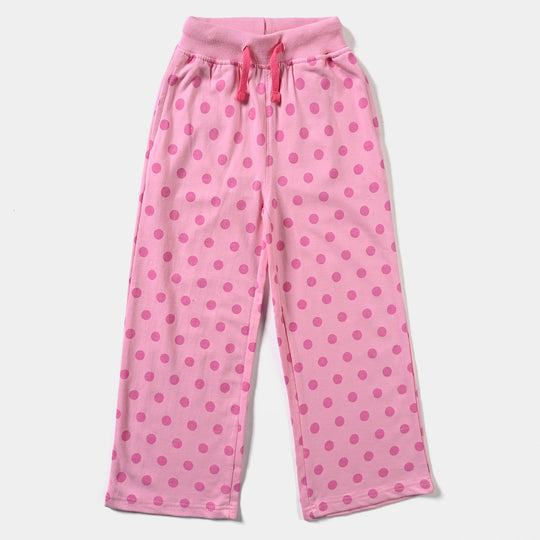 Girls Cotton Terry Pyjama Polka Dot -Candy Pink