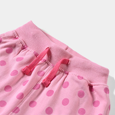 Girls Cotton Terry Pyjama Polka Dot -Candy Pink