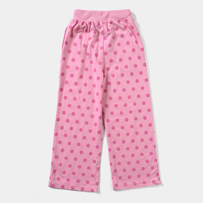 Girls Cotton Terry Pyjama Polka Dot -Candy Pink