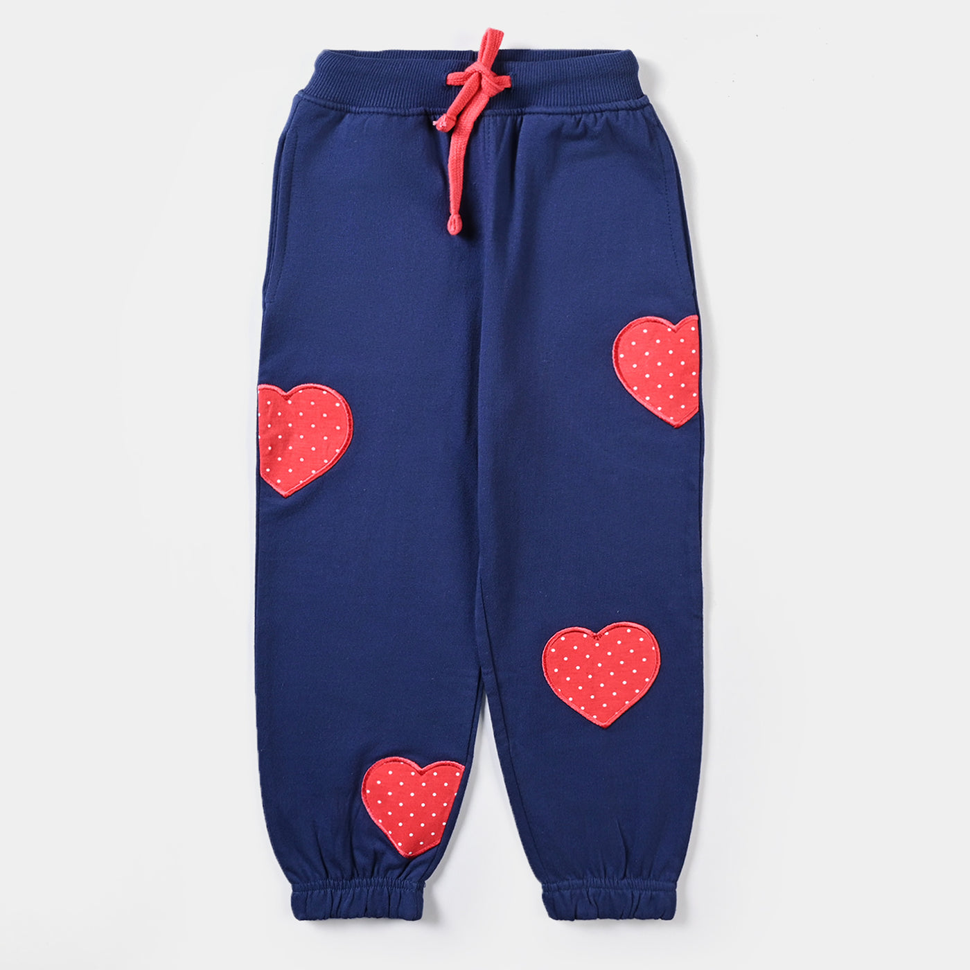 Girls Cotton Terry Jersey Pyjama Hearts-N.Peony