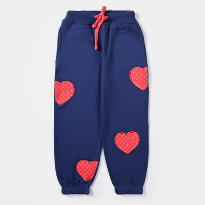 Girls Cotton Terry Jersey Pyjama Hearts-N.Peony