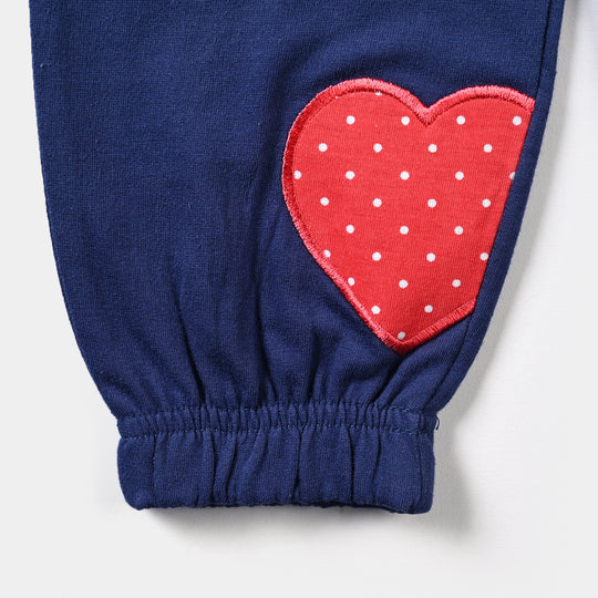 Girls Cotton Terry Jersey Pyjama Hearts-N.Peony