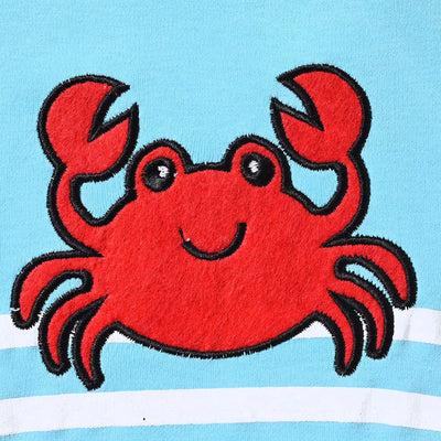 Infant Boys Cotton Interlock Knitted Romper Crab Applique-T.Breeze