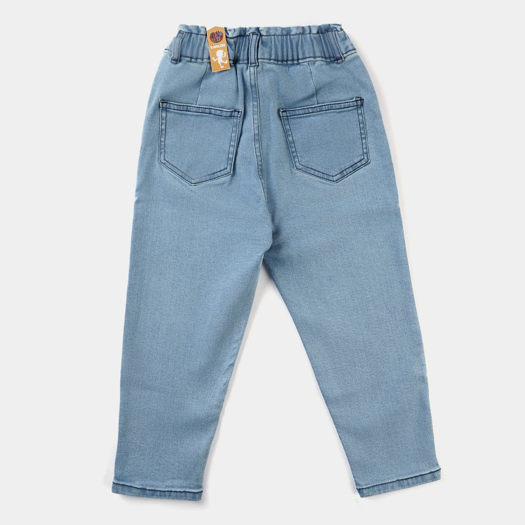 Girls Denim rigid Pant Basic-Blue