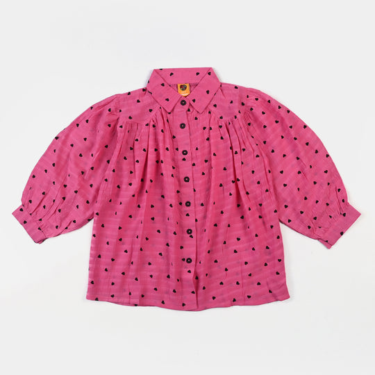 Girls Poly Cotton Casual Top Be Kind-Pink