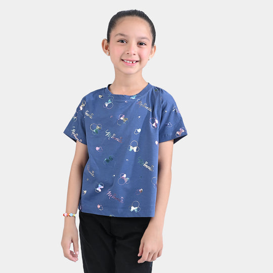 Girls Cotton Jersey T-Shirt H/S-True Navy