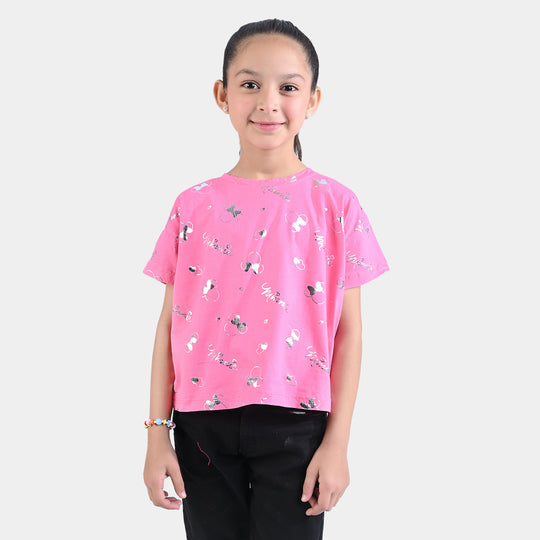 Girls Cotton Jersey T-Shirt H/S-Pink