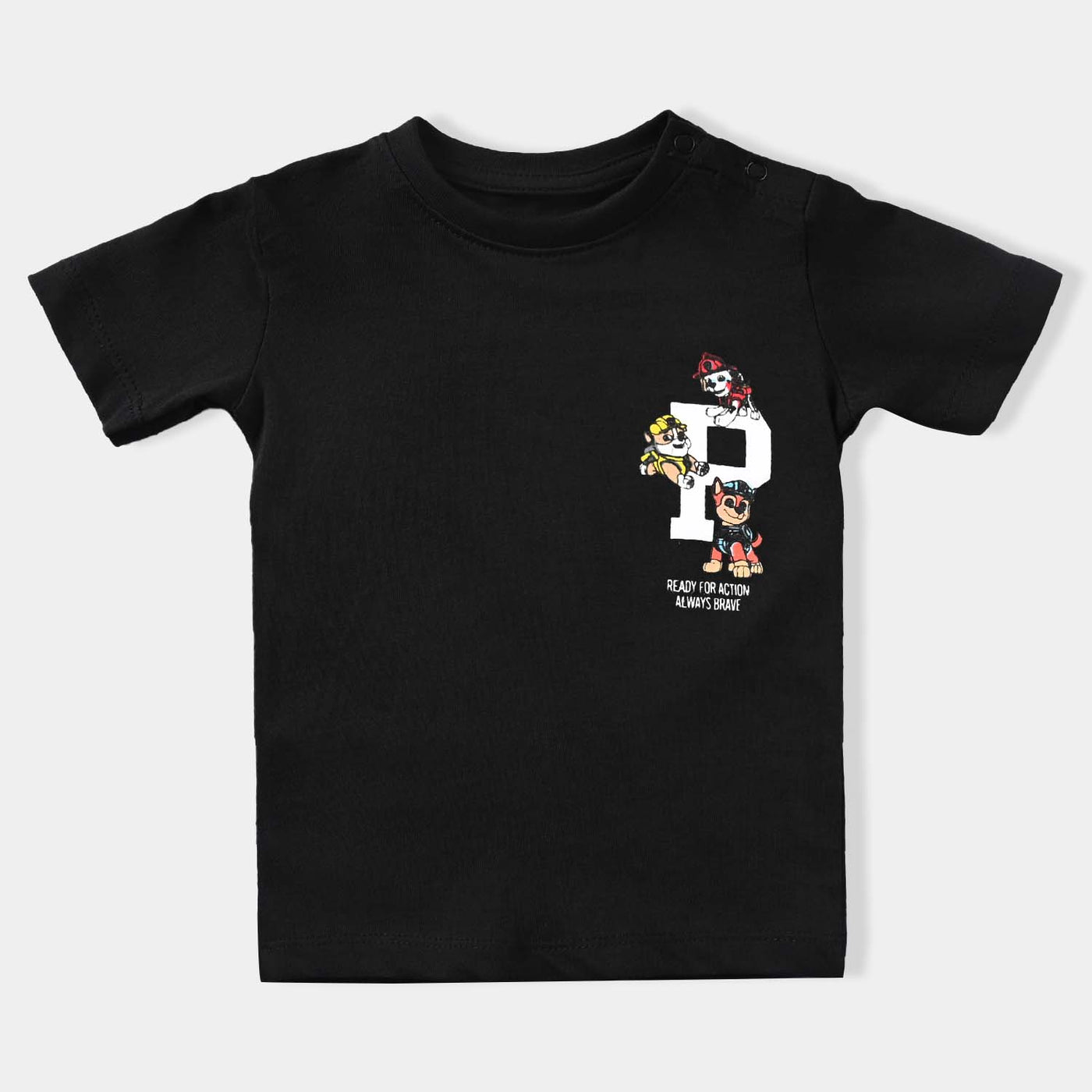 Infant Boys Cotton Jersey Round Neck T-Shirt-Jet Black