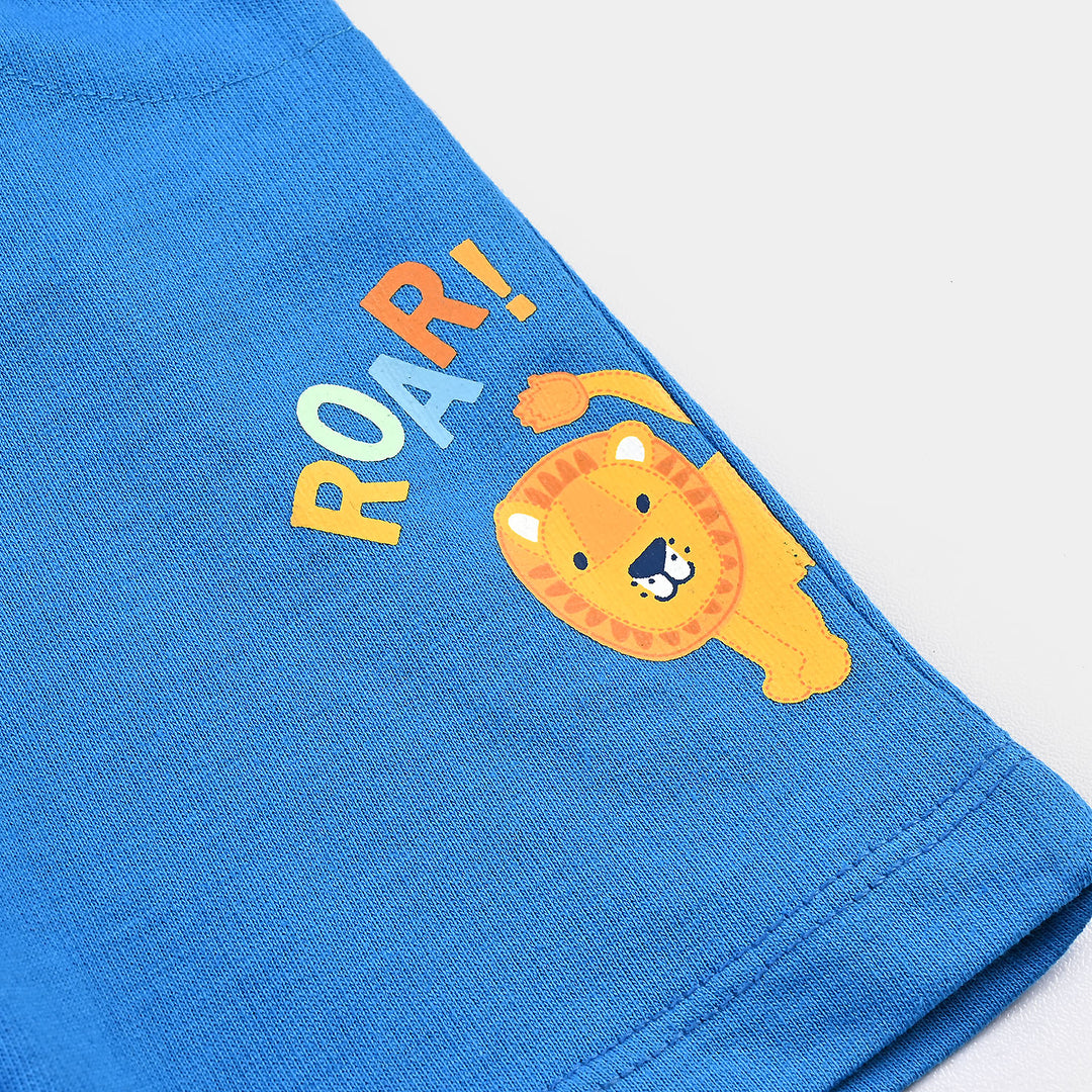 Infant Boys Cotton Terry Knitted Short Roar-B-Blue