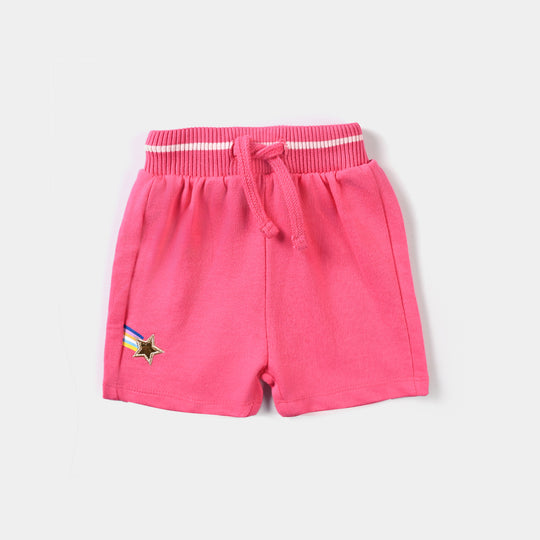 Infant Girls Cotton Terry Short Rainbow & Star-Pink