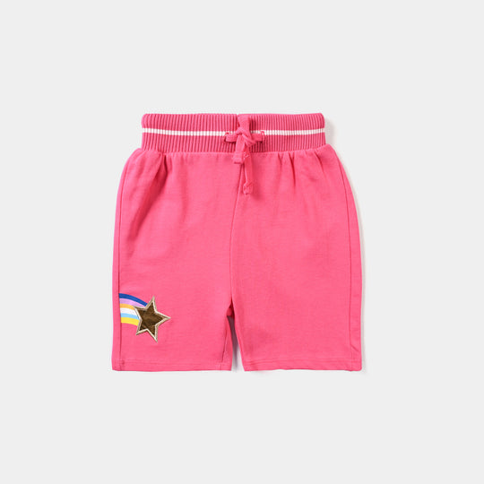 Girls Cotton Terry Short Rainbow & Star-Pink