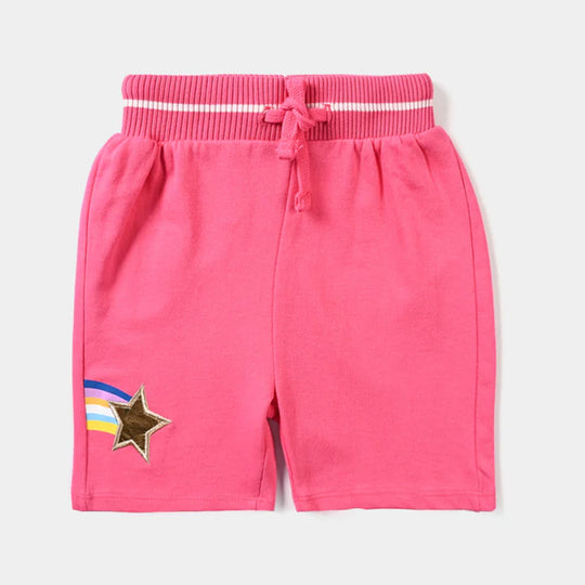 Girls Cotton Terry Short Rainbow & Star-Pink