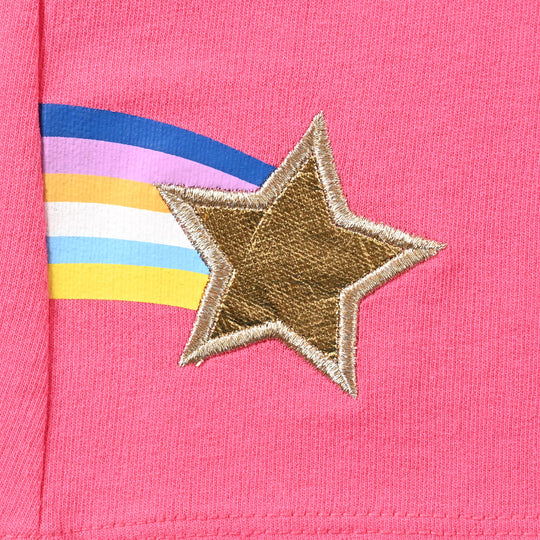 Girls Cotton Terry Short Rainbow & Star-Pink