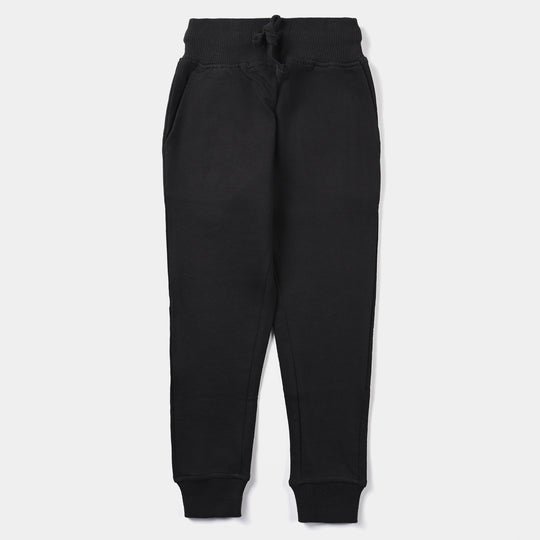 Boys Cotton Terry  Pyjama Basic Black-Jet Black